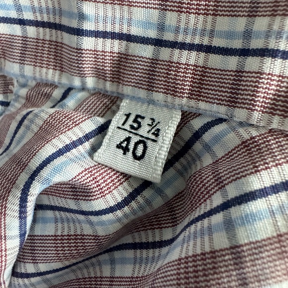 Mattabisch Napoli - Men's Brown Blue White Plaid Shirt (15.75, 40) - Picture 5 of 10